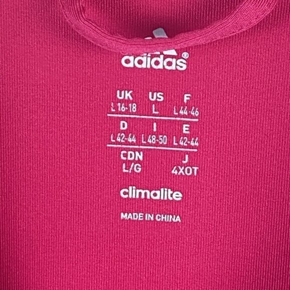 Adidas Jacket Women Large Climalite Full Zip Three Black Stripes Pockets Pink - Picture 4 of 13